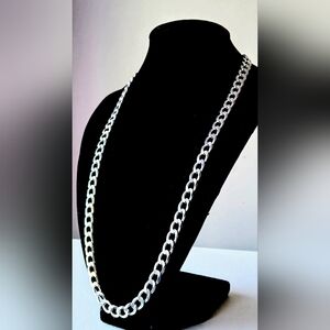 SILVER CUBAN LINK CHAIN  NECKLACE